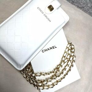 Chanel Novelty White and Gold Coco Crush Phone:Card Holder Pouch Gift Set W Box